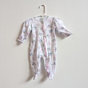 Kissy Kissy Sleeper Baby Girls Sz 0-3m White Paris Pima Cotton